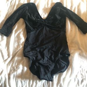 Class In Black Velvet Burnout Leotard